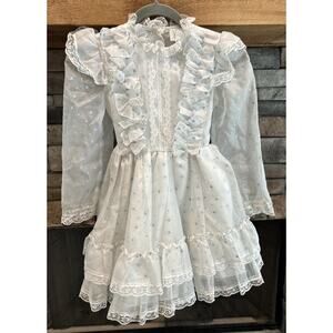 Girls Vintage MISS QUALITY Pageant Ruffles Tie HEARTS Dress Size 7 *A2